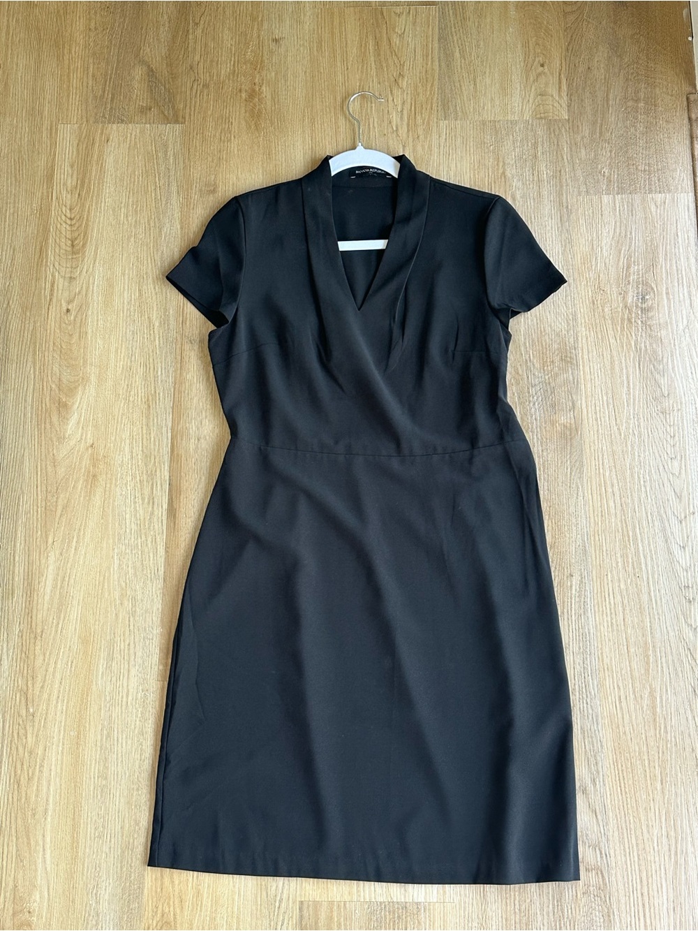 Banana Republic Black Midi V-Neck Sheath Dress